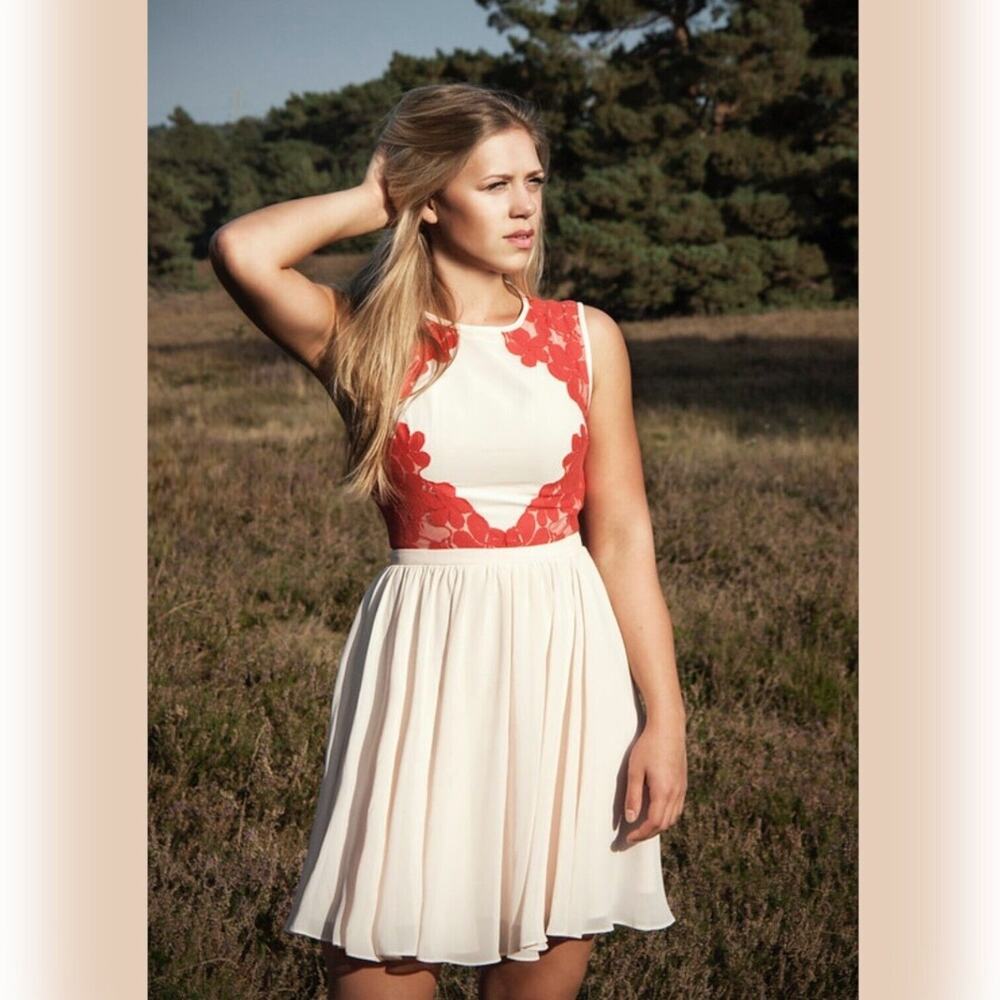Ted Baker Red and Cream Mini Dress